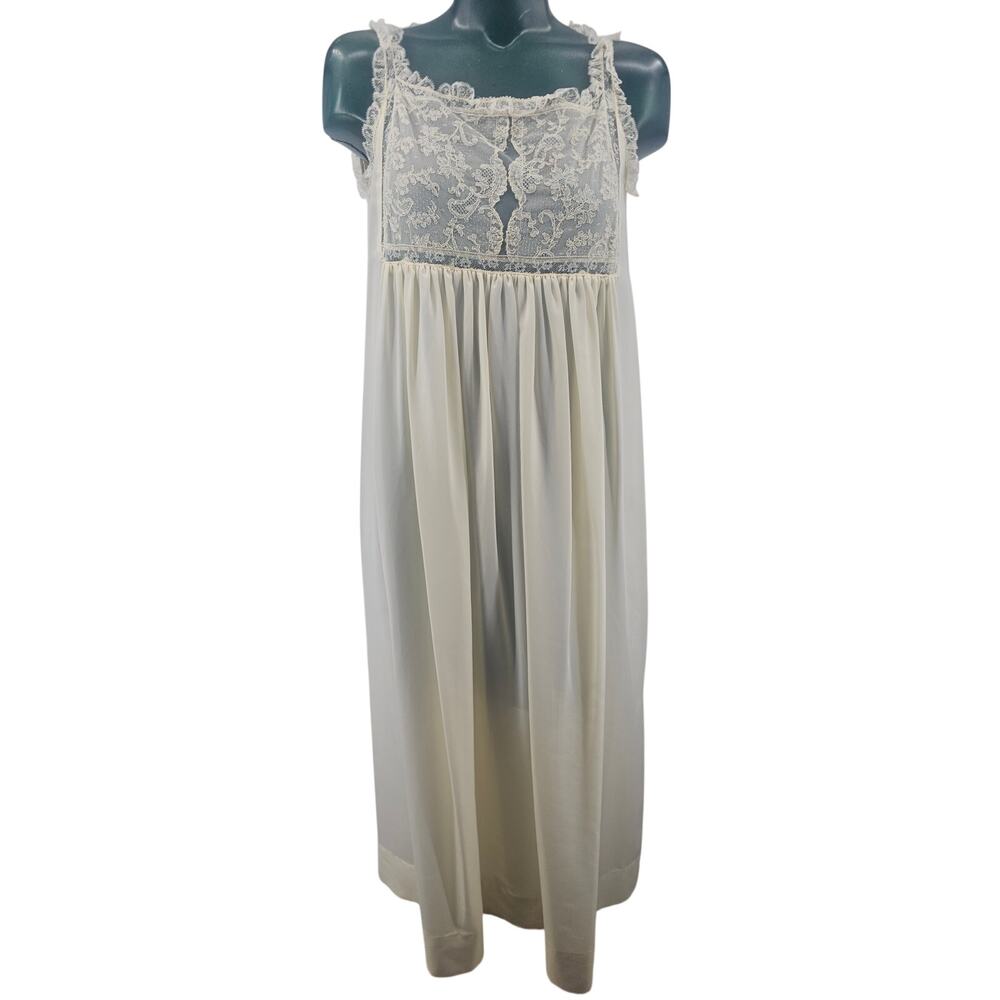 Vintage Miss Lingerie White Bridal Sheer Nylon Lace Peignoir Negligee S 4106 - Picture 4 of 9